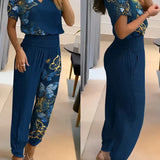 Women’s Co Ord Set | V-Neck, Geometric Print Trousers