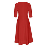 Women's Elegant A-Line Dress | Midi, Deep V-Neck