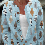 Charlotte — Cozy Cat Print Cardigan