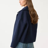 Women's Cropped Wool Coat | Double-Breasted, Wide Lapel