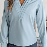 Vanira - Elegant layered V-neck long-sleeve blouse