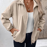Zenovia - Stylish pocketed zip-up long sleeve bomber jacket