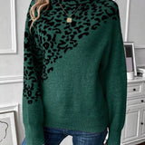 Vivianna - Soft Leopard Print Turtleneck Sweater with Long Sleeves