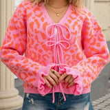 Nerina - Cozy leopard tie-front cardigan