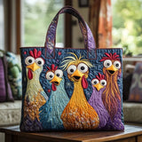 Five Colourful Hens Handmade Quilted Tote Bag