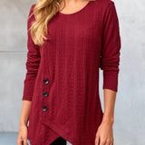 Yolanda - Elegant ribbed long-sleeve knit blouse