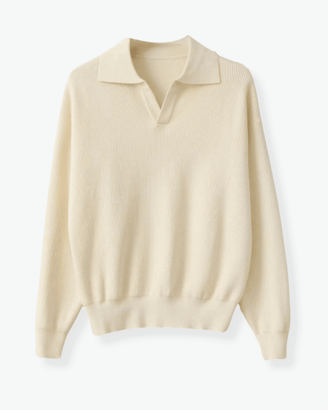 Soft beige V-neck polo