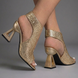 Elena | Chic Woven Sandals with a Sturdy Heel