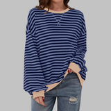 Luka™ - Casual Long Sleeve Round Neck Striped Shirt
