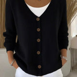 Adara - Elegant Button-Front V-Neck Cardigan