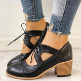 Women's Vintage Summer Oxford Heels | Lace-Up, Closed Toe