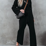 Verla - Elegant long-sleeve round neck top and trousers set