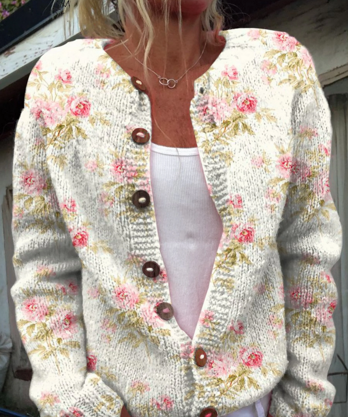 Kerensa — Vintage Floral Knit Cardigan