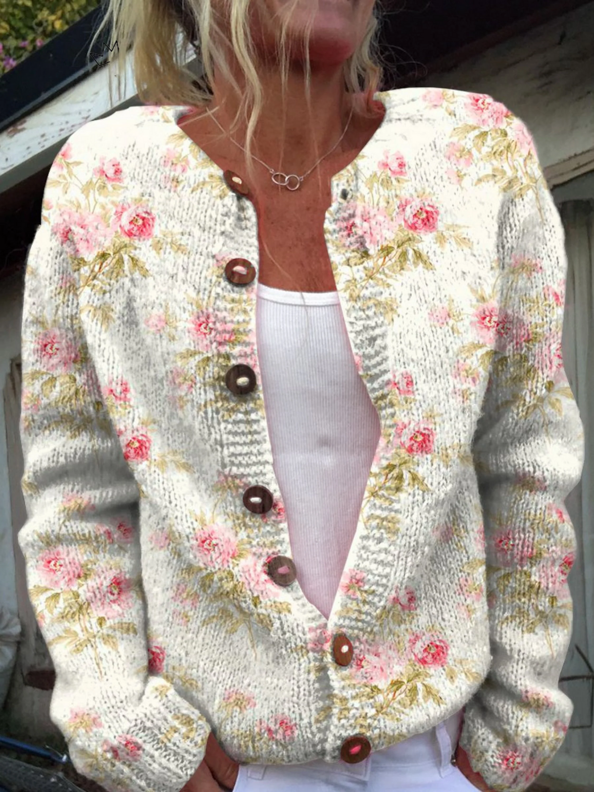 Kerensa — Vintage Floral Knit Cardigan