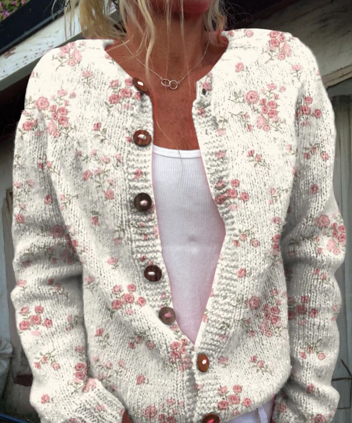 Evanthea — Vintage Floral Knit Cardigan Sweater