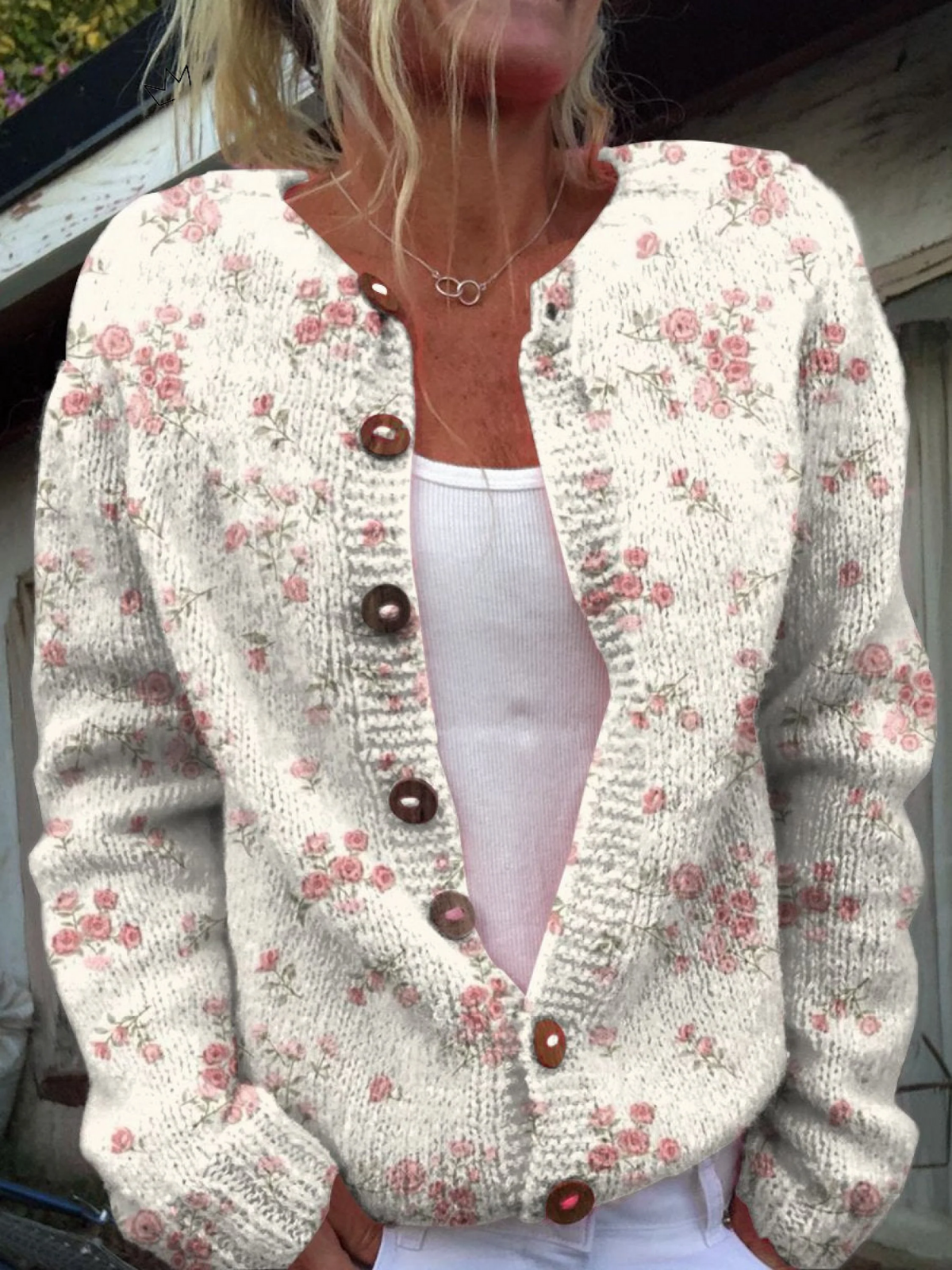 Evanthea — Vintage Floral Knit Cardigan Sweater
