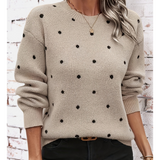 Women's Polka Dot Knit Sweater | Stylish, Cozy, All-Season Must-Have