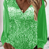 Nirvana - Loose long-sleeve sequin blouse