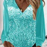 Nirvana - Loose long-sleeve sequin blouse