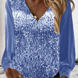 Nirvana - Loose long-sleeve sequin blouse