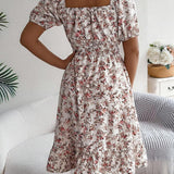 Women’s Summer Midi Smock Dress | Floral, Puff Sleeve