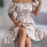 Women’s Summer Midi Smock Dress | Floral, Puff Sleeve