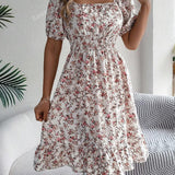 Women’s Summer Midi Smock Dress | Floral, Puff Sleeve