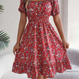 Women’s Summer Midi Smock Dress | Floral, Puff Sleeve