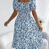 Women’s Summer Midi Smock Dress | Floral, Puff Sleeve