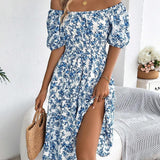 Women’s Summer Midi Smock Dress | Floral, Puff Sleeve