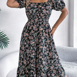 Women’s Summer Midi Smock Dress | Floral, Puff Sleeve