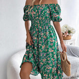 Women’s Summer Midi Smock Dress | Floral, Puff Sleeve