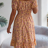 Women’s Summer Midi Smock Dress | Floral, Puff Sleeve