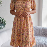 Women’s Summer Midi Smock Dress | Floral, Puff Sleeve