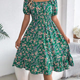 Women’s Summer Midi Smock Dress | Floral, Puff Sleeve