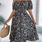 Women’s Summer Midi Smock Dress | Floral, Puff Sleeve