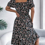 Women’s Summer Midi Smock Dress | Floral, Puff Sleeve
