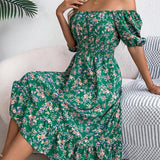 Women’s Summer Midi Smock Dress | Floral, Puff Sleeve
