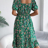 Women’s Summer Midi Smock Dress | Floral, Puff Sleeve