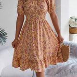 Women’s Summer Midi Smock Dress | Floral, Puff Sleeve