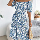 Women’s Summer Midi Smock Dress | Floral, Puff Sleeve