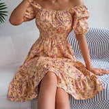 Women’s Summer Midi Smock Dress | Floral, Puff Sleeve