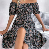 Women’s Summer Midi Smock Dress | Floral, Puff Sleeve