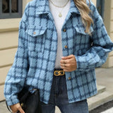 Jamela - Stylish plaid button-up long sleeve jacket