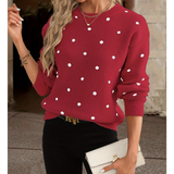 Women's Polka Dot Knit Sweater | Stylish, Cozy, All-Season Must-Have