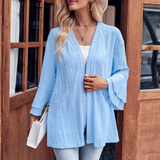 Mariah - Stylish eyelet open front flare sleeve cardigan
