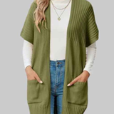 Beverlyn - Loose stylish knitted open-front short sleeve cardigan vest
