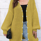 Eunike - Cozy loose knitted open front long sleeve cardigan
