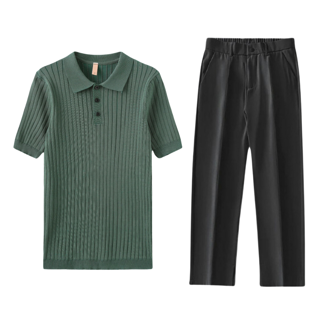 Barbados two-piece knitted polo and trouser set