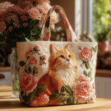 Red Rose Handmade Quilted Tote Bag